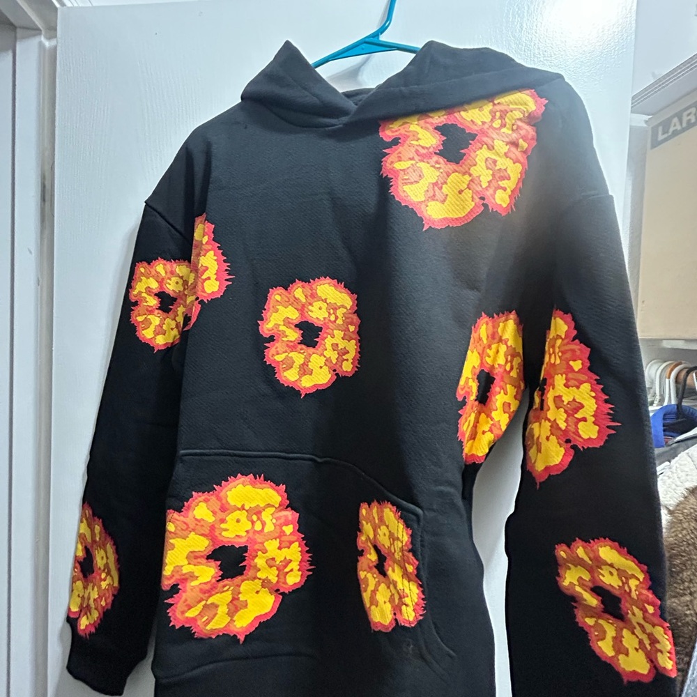 Black Hoodie with Vibrant Floral Design